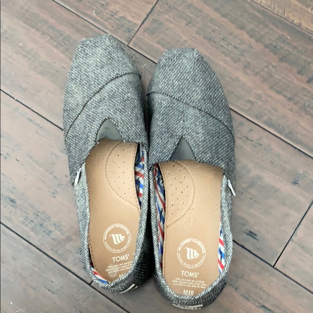 Men’s Grey Mustache Toms (Size 10) Worn Once